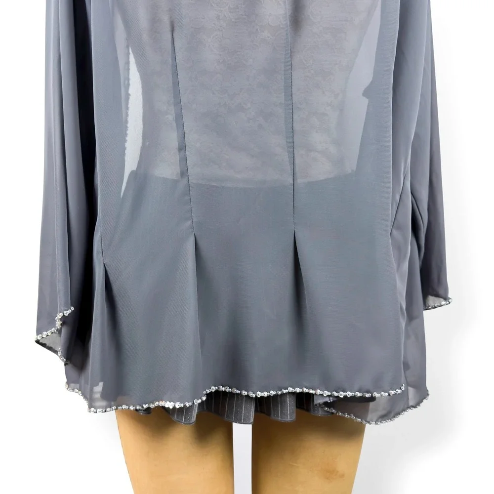 Y2K Sequin Trim Sheer Cardigan Open Front Fairy Grunge Whimsical Size M-XL - Picture 7 of 10